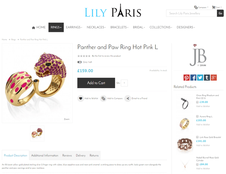 Lily Paris Product Page Screenshot