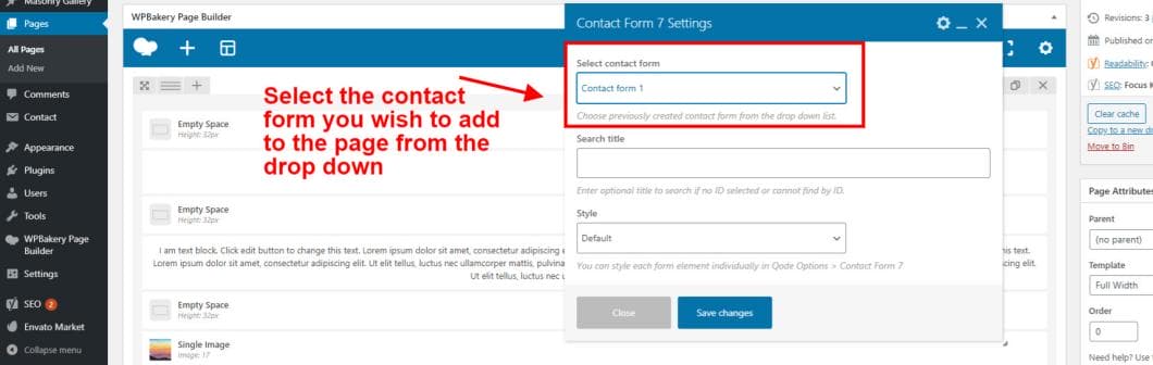 select the contact form