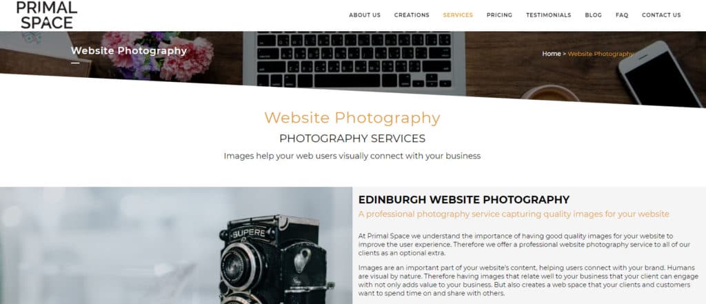 Website Photography Edinburgh Scotland Primal Space