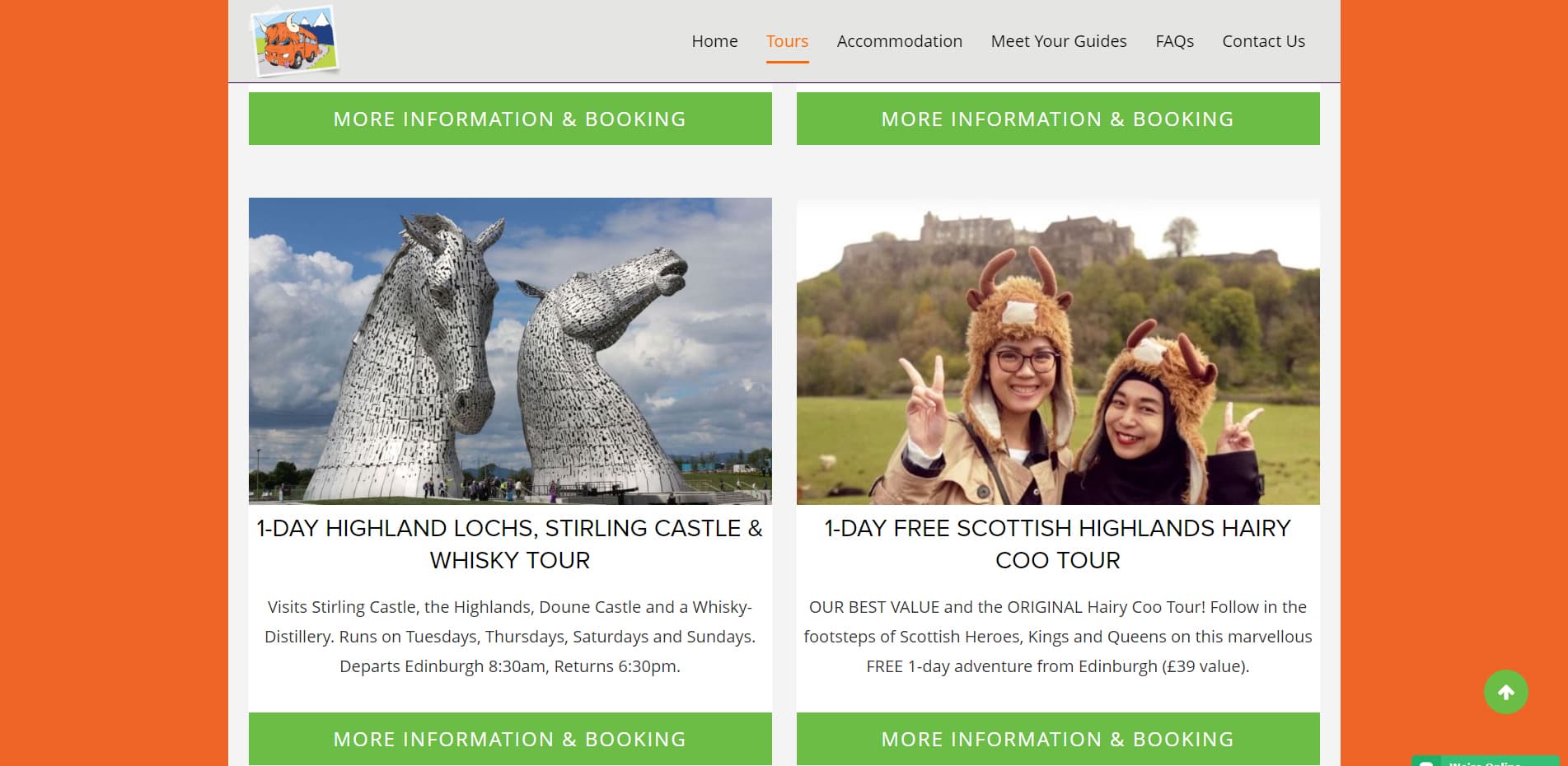 Hairy Coo Tours Page Website Design