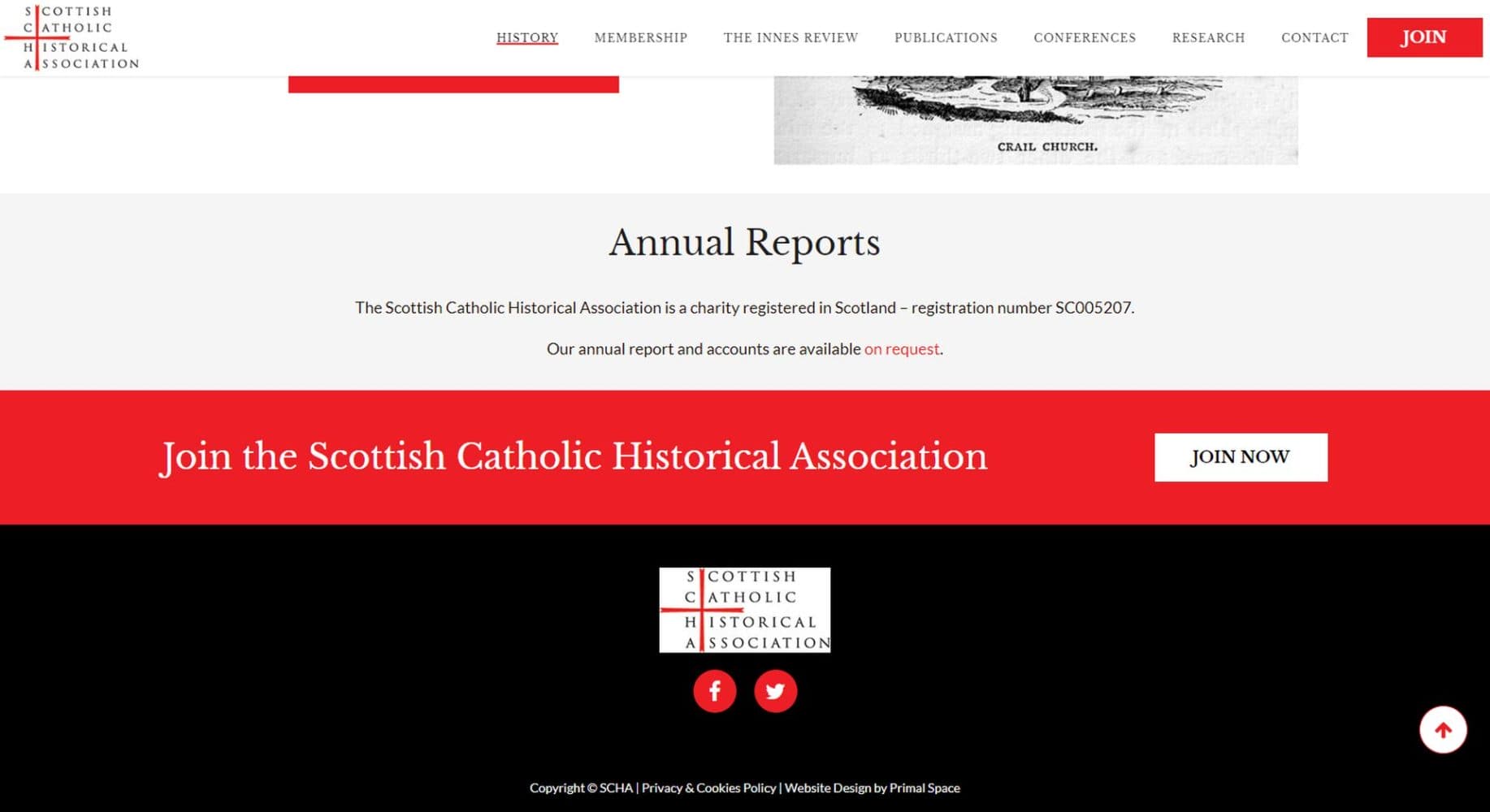 Scottish Catholic Historical Association Website Design Footer