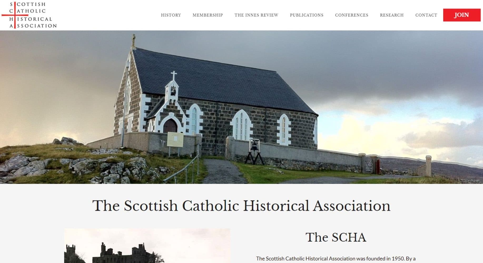 Scottish Catholic Historical Association Website Design Homepage