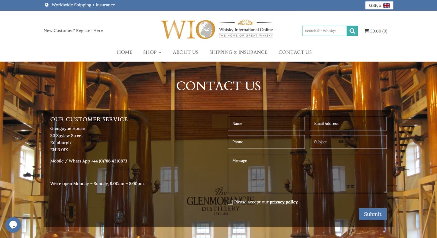 Whisky International Online Contact