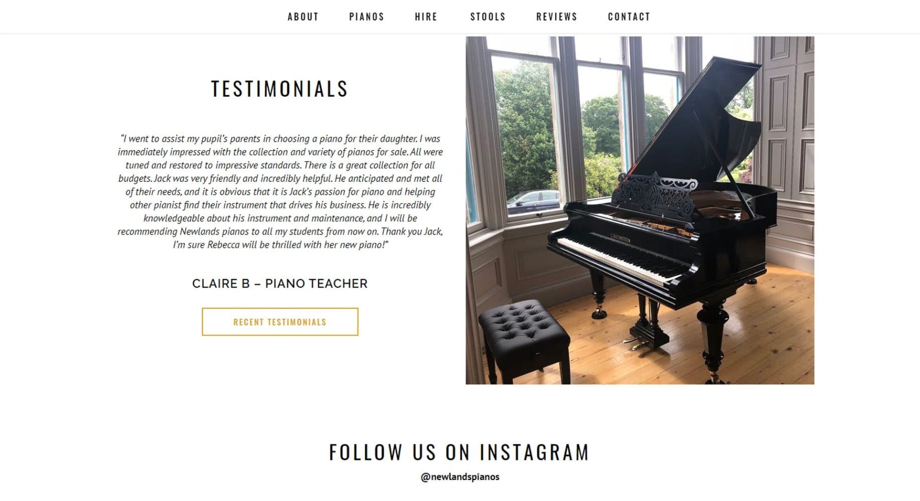 Newlands Pianos Website Design About