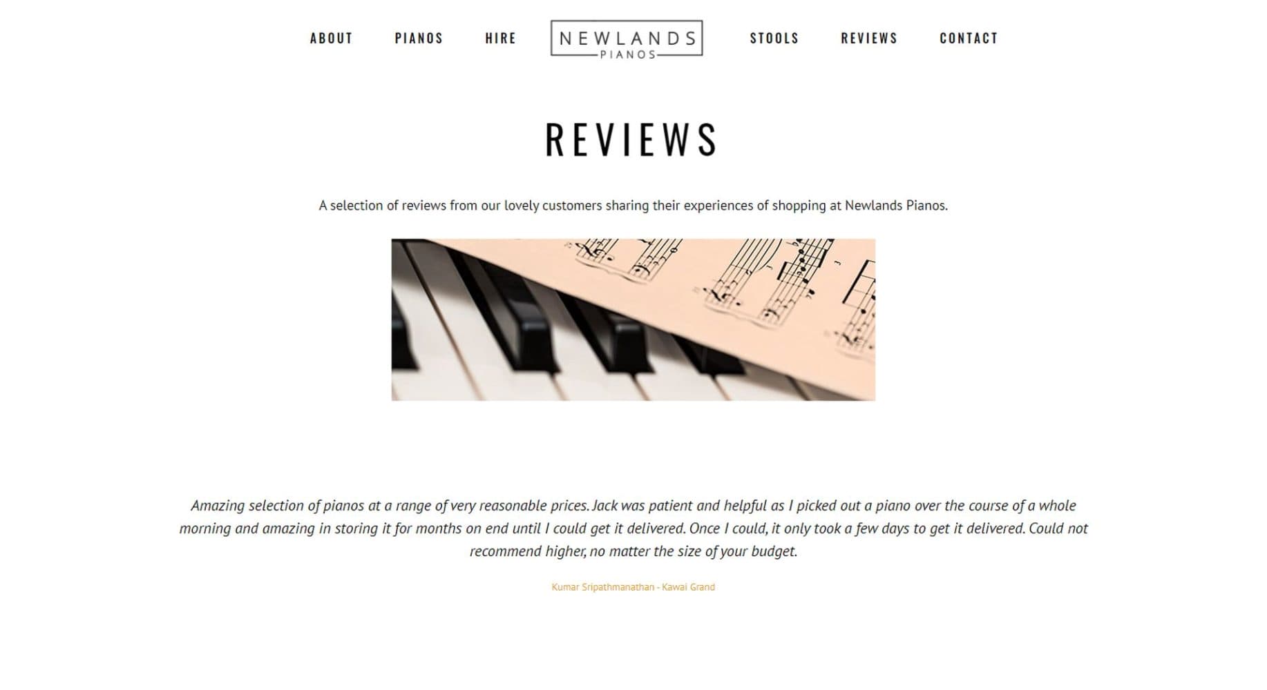 Newlands Pianos Website Design Reviews
