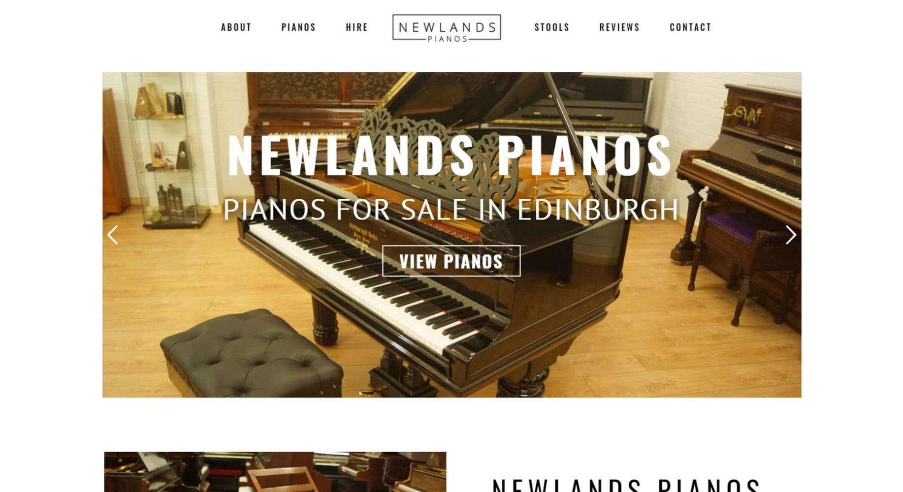 Newlands Pianos Website Design Homepage