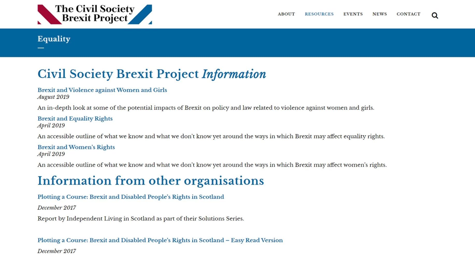 Civil Society Brexit Resources