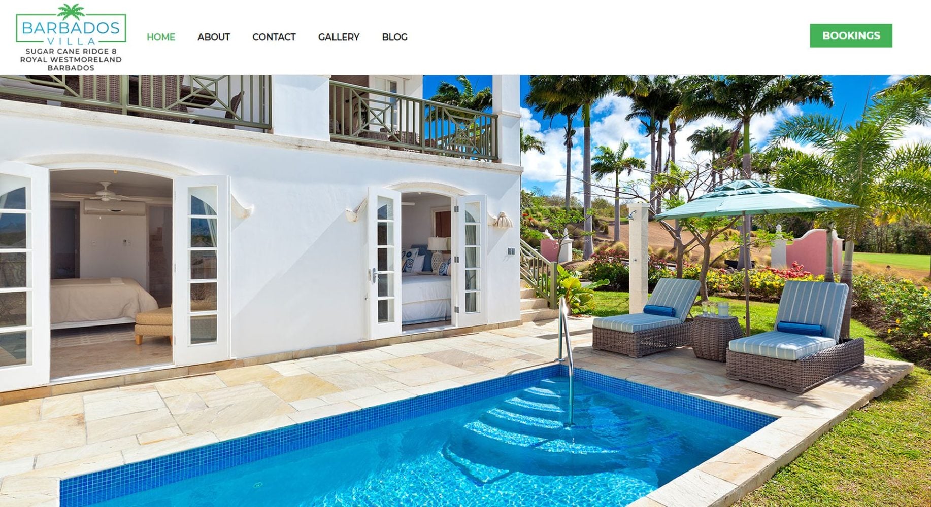 Barbados Villa Website Design Homepage