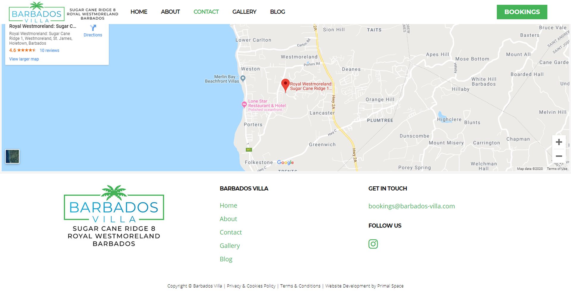 Barbados Villa Website Design Map