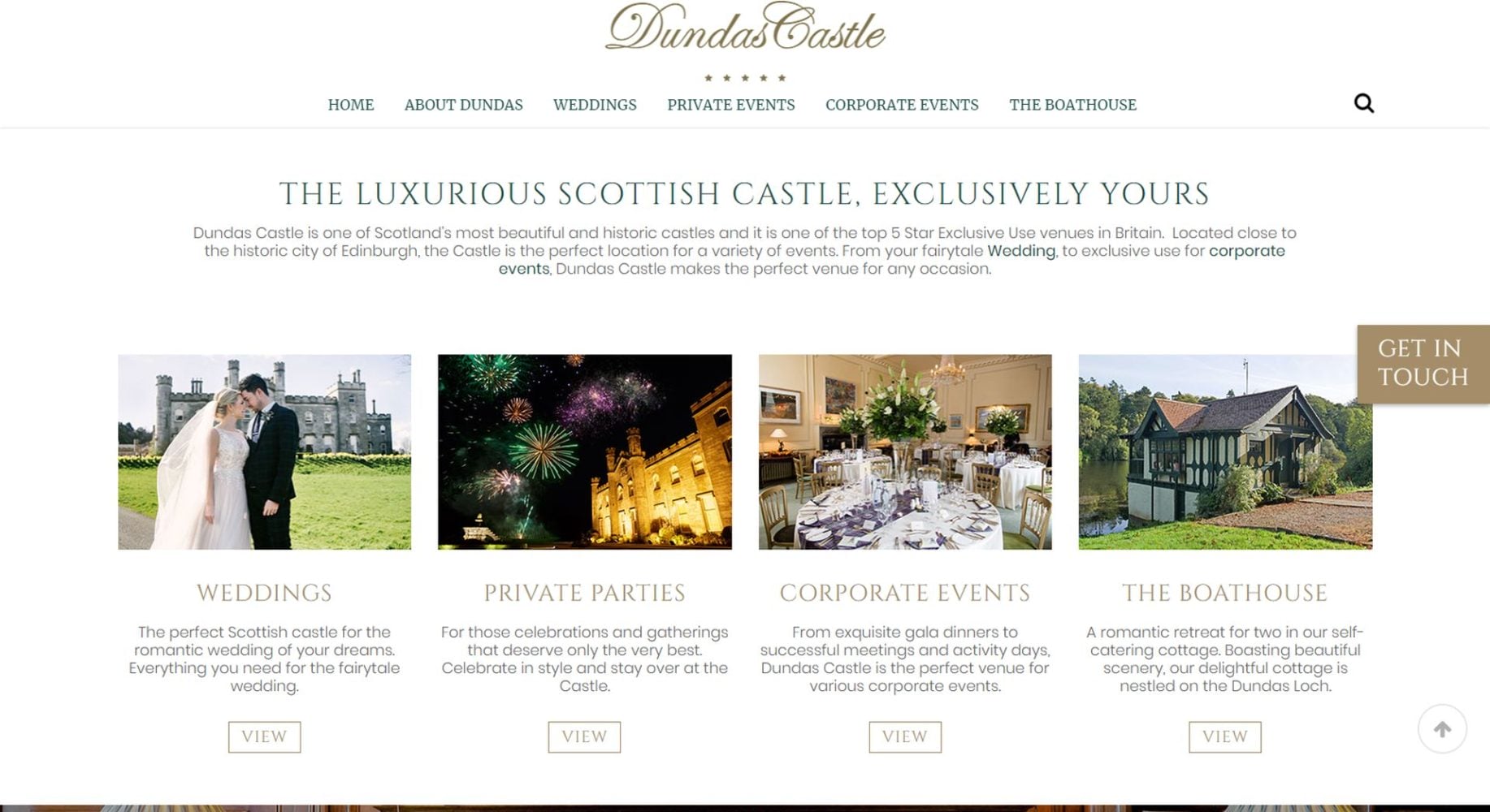 Dundas Castle Website Design Events and Hire
