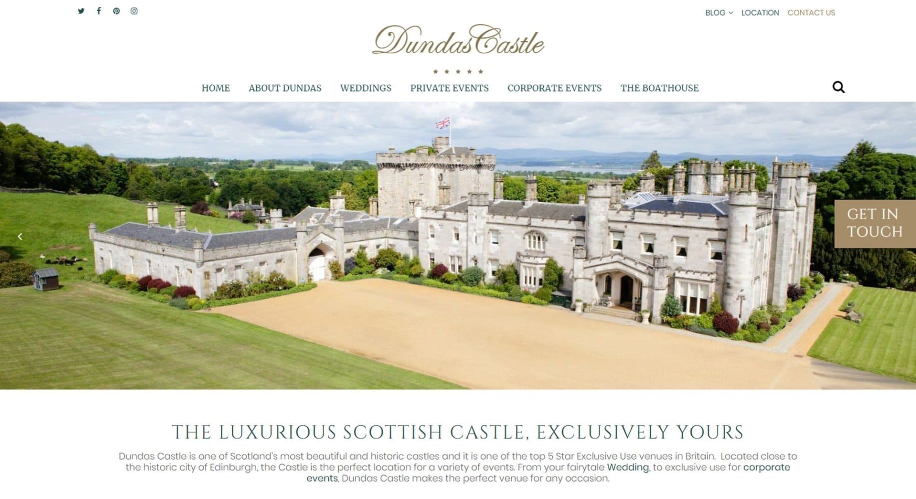Dundas Castle Website Design Homepage