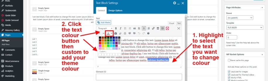 WordPress Admin Area User Guide 48 Adding colour part 1